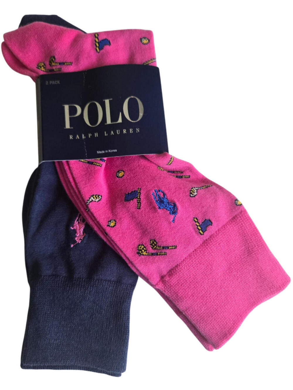 Polo Ralph Lauren Mens Trouser Dress Socks Golf Novelty Pink - Pony 2 pack NWT